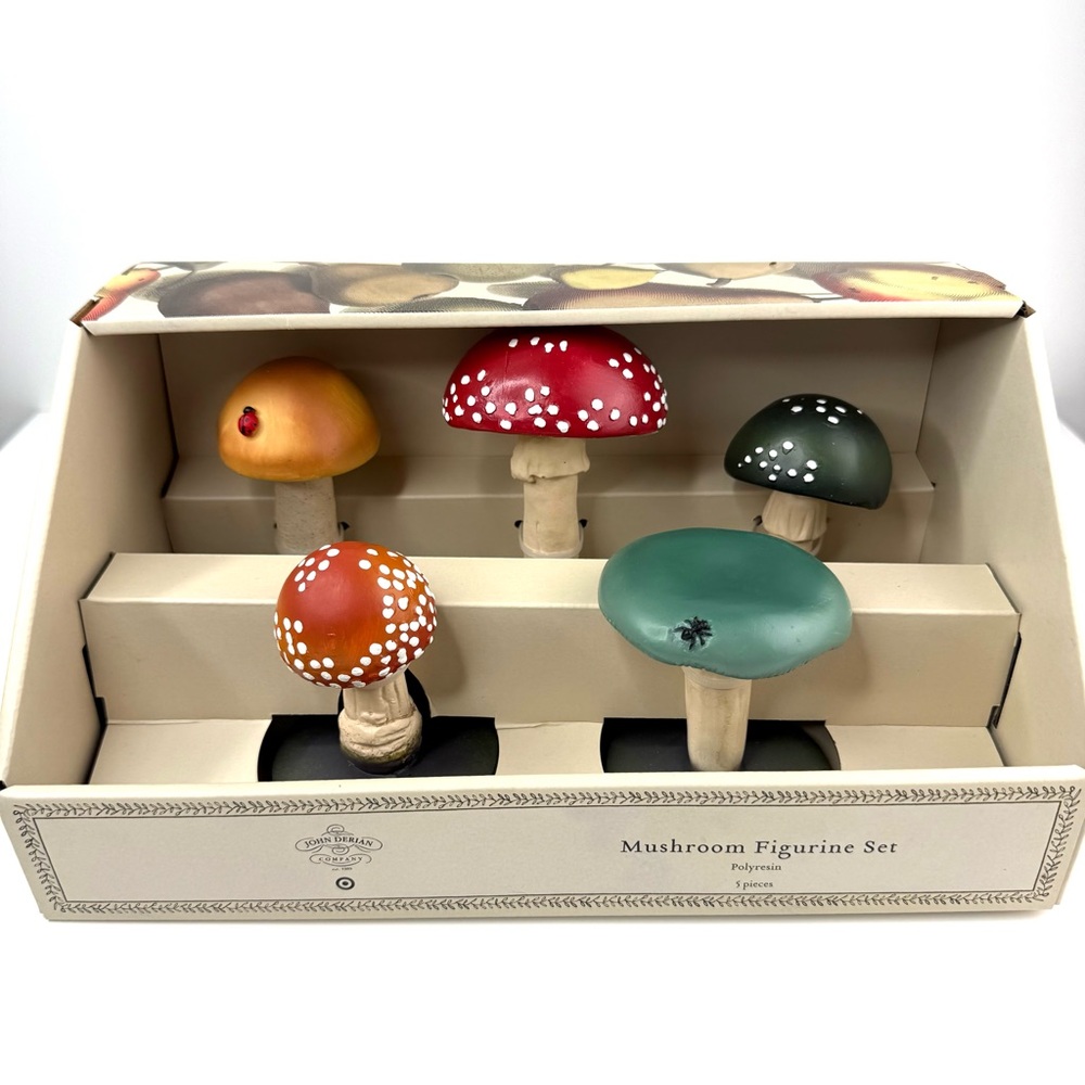 John Derian Mushroom Fungi 5PC Decorative Figurines NWT - Picture 3 of 12
